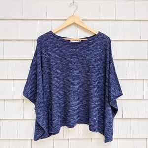 Comfortable Blue Knit Poncho